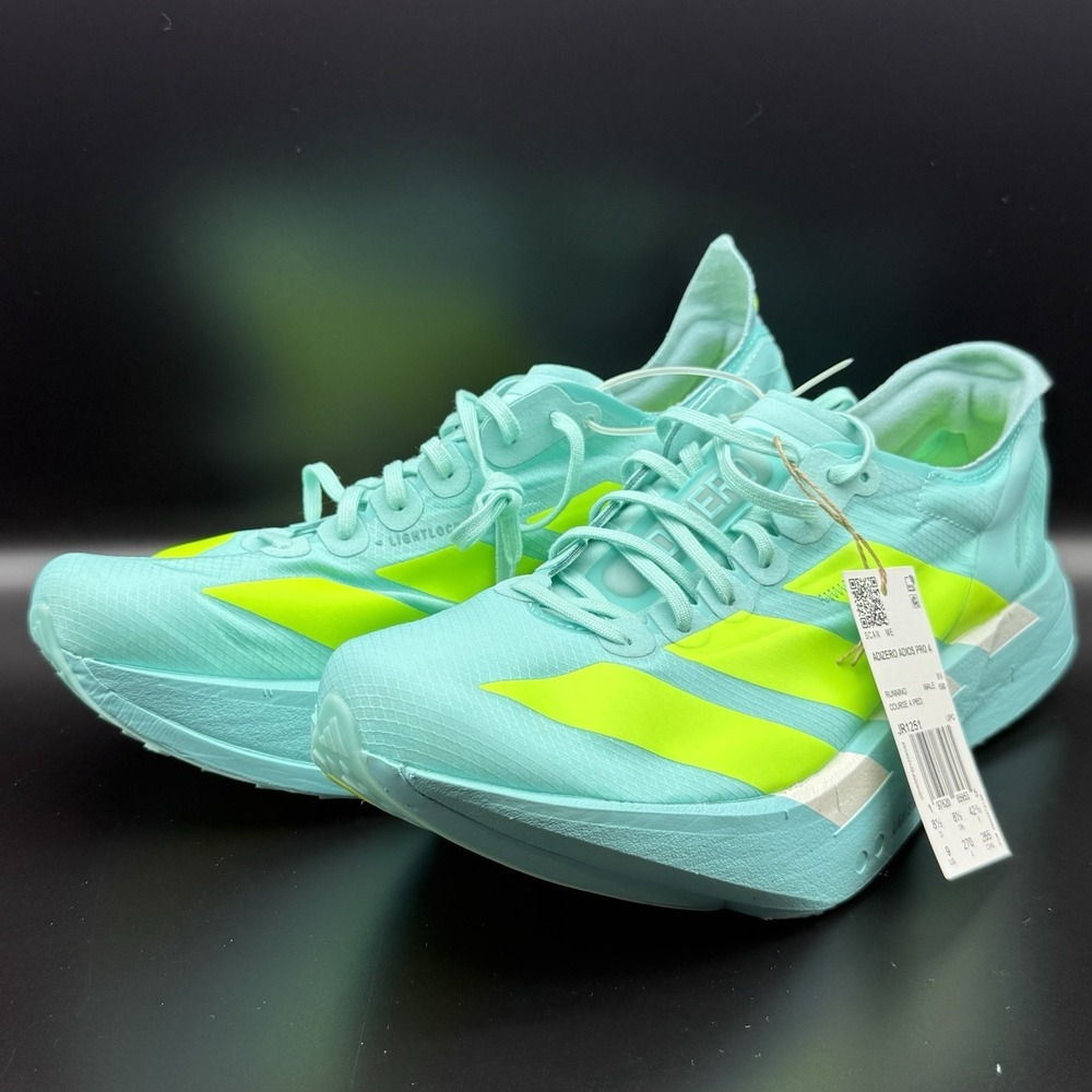 Size 9 - Adidas Adizero Adios Pro 4 (Blue/Neon) Men's Running Shoes JR1251